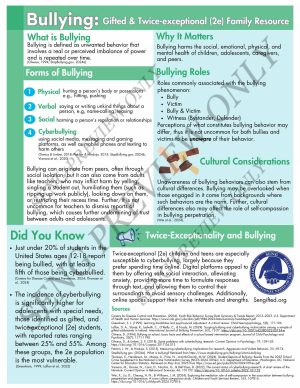 Bullying:  Gifted and Twice Exceptional (2e) Family Resource (English) *Free for Champion Members